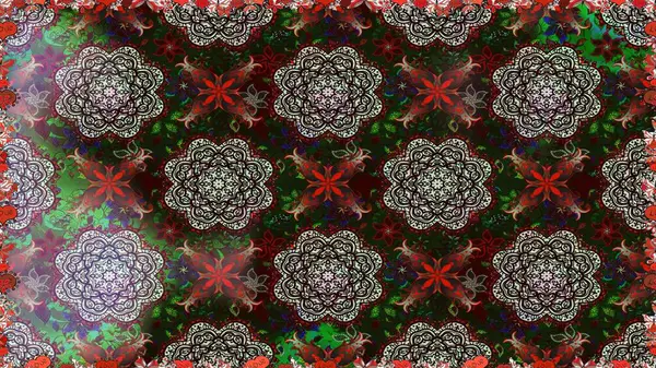 Gri ve kahverengi renklerde bahar çiçekleri. Raster illüstrasyonu. Raster çiçekleri klasik tarzda çizilmiş. Çiçekli, pürüzsüz desen.