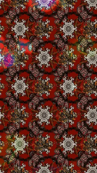 Kahverengi, kırmızı ve siyah renkli bitkilerden oluşan parlak çiçekli çizim deseni.