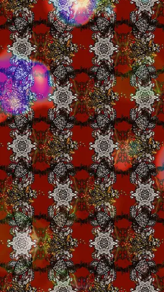 Vadinin çiçekleri kahverengi, kırmızı ve gri renklerde. Çiçeksel çizim kalıbının çizimi.