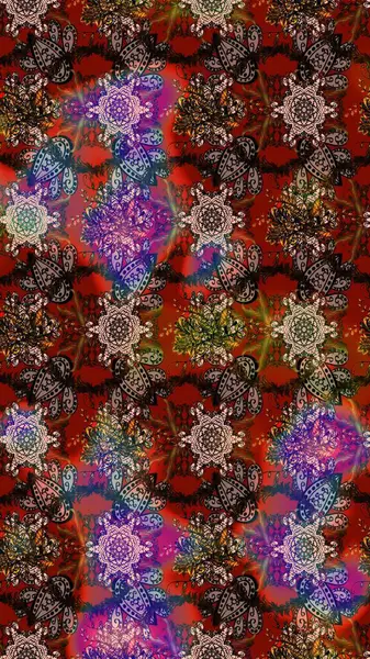 Kahverengi, kırmızı ve siyah küçük çiçekler ve kahverengi, kırmızı ve siyah renkli komik böcekler, raster desen, illüstrasyon.