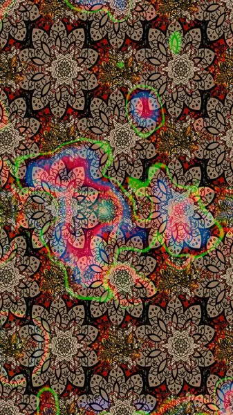 Raster deseni. Raster illüstrasyonu. Bej renklerde. Soyut çiçek çizim kalıbı arka planı. Küçük çiçekte sevimli çiçek deseni var..