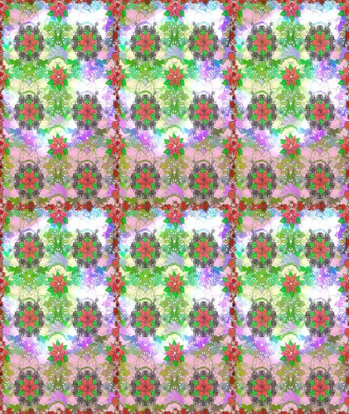 Raster deseni. Küçük çiçekte güzel bir desen var. Çiçek kolajı. Doğa. - Tarafsız ve yeşil çiçekler. Çiçek kompozisyonu. Çiçek arka planı.