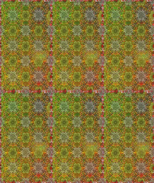 Raster dikişsiz çiçek deseni. Vadinin çiçekleri kahverengi ve yeşil renklerde.