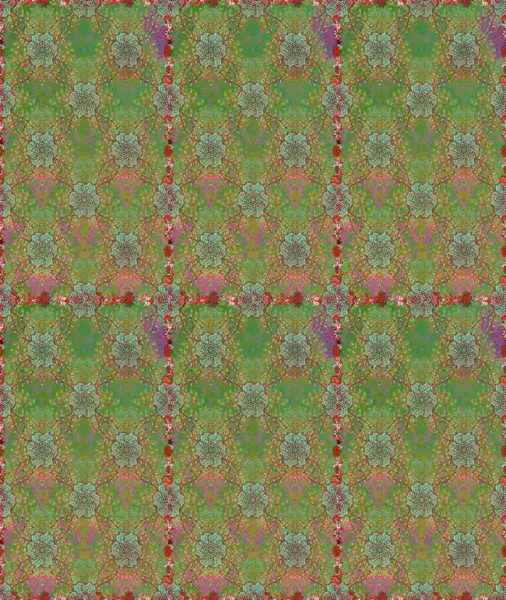 Raster - stok. Yeşil ve kahverengi çiçekli kusursuz desen, suluboya çiçek deseni, sevimli çiçek, duvar kağıdı, kart veya kumaş için fayanslı.