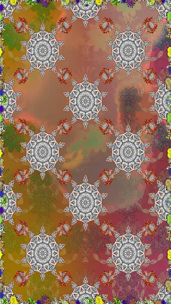 Kahverengi renkli çiçekler. Çiçekli karalama şeklinde Raster çiçek deseni. Yumuşak, bahar çiçekli arka plan.