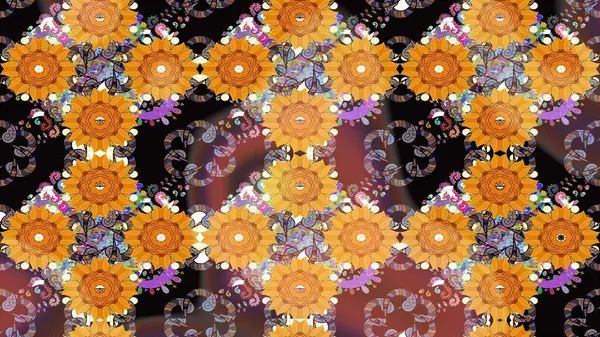 Raster. Raster illüstrasyonu. Eski usul. Kumaş, tekstil, duvar kağıdı baskısı için. Eskiz geçmişi. Tomurcukları çiçekli sevimli çiçek deseni..