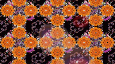 Gömlek, arka plan modelini çiz. Tropik çiçekler. Turuncu renkte çiçekler.