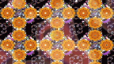 Raster. Raster illüstrasyonu. Eski usul. Kumaş, tekstil, duvar kağıdı baskısı için. Eskiz geçmişi. Tomurcukları çiçekli sevimli çiçek deseni..