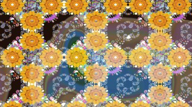 Güzel kumaş deseni. Raster illüstrasyonu. Karalama çiçeği. Renkli Bahar Teması eskiz kalıbı. Düz Çiçek Elementleri Tasarımı. Zentangle soyut çiçekleri.