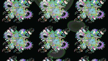 Raster illüstrasyonu. Asya tekstil tarzında. Renkli Bahar Teması eskiz kalıbı. Güzel kumaş deseni. Çiçek desenli çizim. Düz Çiçek Elementleri Tasarımı.