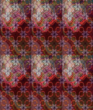 Kusursuz bir arka plan modeli. Raster - stok. Vadinin çiçekleri kahverengi ve mor renklerde. Suluboya, elle çizilmiş.