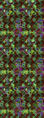 Arkaplan dokusu, duvar kağıdı, çiçek teması yeşil, kahverengi ve kırmızı renkler. Kabile sanatı boho baskısı, klasik çiçek arkaplanı. Soyut etnik raster çizim kalıbı.