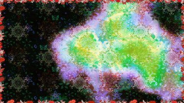 Siyah ve yeşil renkli çiçekler. Hediye ambalaj kağıdı, tebrik kartları, posterler ve pankart tasarımı. Raster düz çiçekleri pürüzsüz desen.