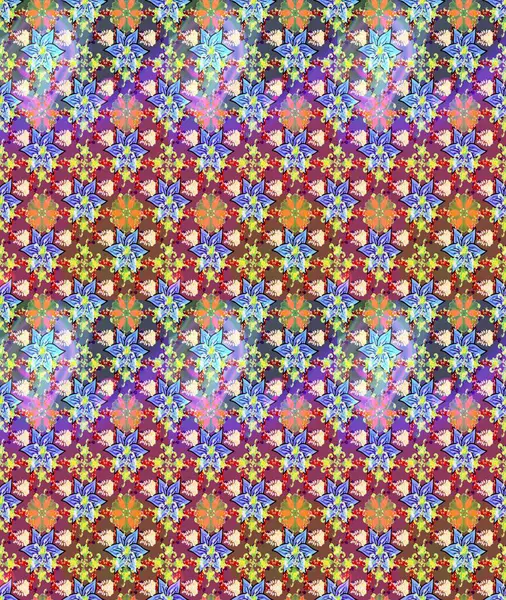 Raster illüstrasyonu. Tarafsız ve mavi renklerde. Güzel kumaş deseni. Raster illüstrasyonunda çiçek deseni çizimi.