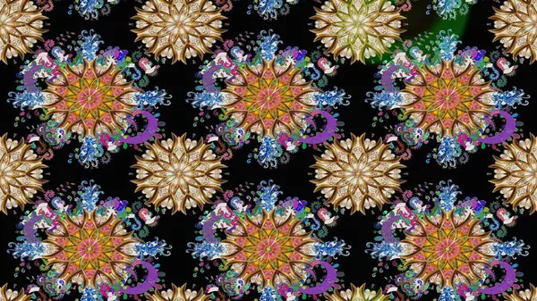 Renkli Yaz Temalı eskiz kalıbı. Siyah renkli çiçekler. Raster Illustrasyon 'daki Çiçek Deseni' nin son moda çizimi. Düz Çiçek Elementleri Tasarımı.