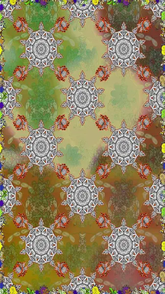 Raster illüstrasyonu. Kahverengi ve gri renkli çiçekler. Kusursuz çiçek deseni duvar kağıdı için kullanılabilir.