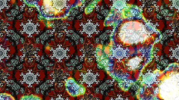 Raster illüstrasyonu. Çiçekli güzel suluboya desen. Kahverengi, gri ve yeşil renklerde.