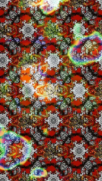 Tekstil, tebrik kartı, boyama kitabı, telefon kılıfı baskısı için kullanılabilir. Etnik Mandala süsü. Raster Henna dövme stili. Hint çiçekli desenli şal desenli..