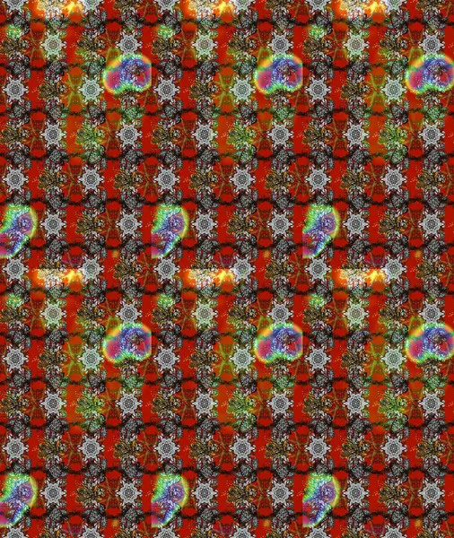 Raster deseni. Gri, kahverengi ve kırmızı renkte yaz çiçekleri. Raster illüstrasyonu. Küçük çiçekte sevimli çiçek deseni var..