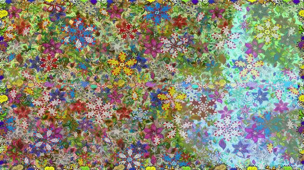 Yeşil ve nötr renklerde. Raster illüstrasyonu. 3D çiçekler, pürüzsüz.