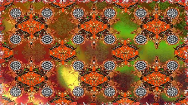 Doodle tarzı. Kahverengi ve turuncu renkli çiçekler. Tekstil ve kapak tasarımı için mükemmel. Renkli kahverengi ve turuncu dikişsiz desen. El çizimi pürüzsüz sonbahar çiçekleri deseni.