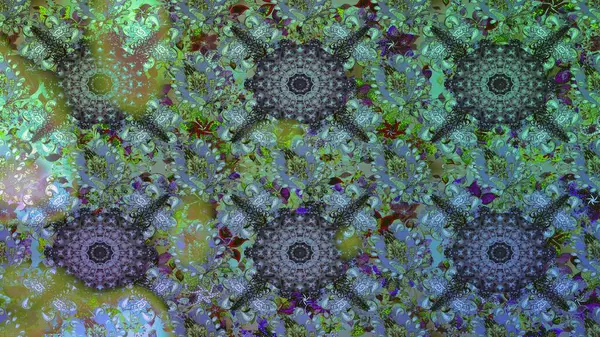 Raster illüstrasyonu. Yumuşak, bahar çiçekleri yeşil ve mavi renklerde. Çiçek ve yapraklı karalama şeklinde Raster çiçek deseni.