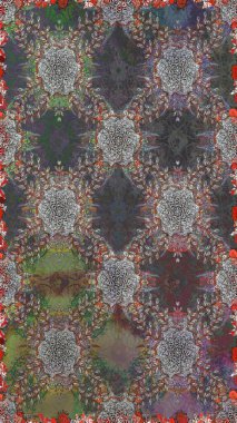 Raster çiçek izi. Klasik taslak çizimi. Çiçeksel gri, pürüzsüz desen. Raster Yumuşak kumaş deseni.