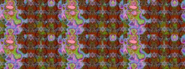 Modern, kahverengi, yeşil ve pembe raster arka plan duvar kâğıdı çizgileri, desenli desenli desenli çiçekler, çiçekli süsler. Çiçekli el çizimi çizimi deseni.