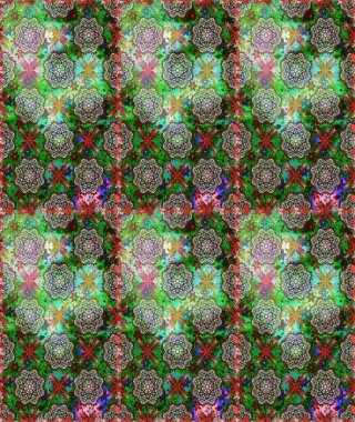 Renkli Yaz Temalı Kusursuz Arkaplan. Düz Çiçek Elementleri Tasarımı. Yeşil ve gri renkli çiçekler. Raster illüstrasyonunda kusursuz çiçek deseni.