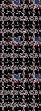 Raster illüstrasyonu. Siyah renklere karalamalı çiçek deseni çiz.