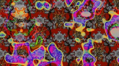 Kabile sanatı boho baskısı, klasik çiçek arkaplanı. Soyut etnik raster çizim kalıbı. Arkaplan dokusu, duvar kağıdı, çiçek teması gri, kırmızı ve kahverengi.