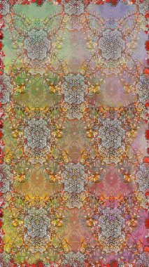 Düz Çiçek Elementleri Tasarımı. Kahverengi renkli çiçekler. Sevimli çiçek raster deseni. Renkli Yaz Temalı Kusursuz Arkaplan.