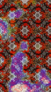 Çiçekli çiçek deseni, suluboya. Süslü kumaş deseni. Raster deseni.