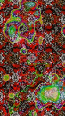 Kahverengi, gri ve kırmızı renkte çiçekler. Renkli Bahar Teması eskiz kalıbı. Raster illüstrasyonundaki çiçek desenli çizim. Düz Çiçek Elementleri Tasarımı.