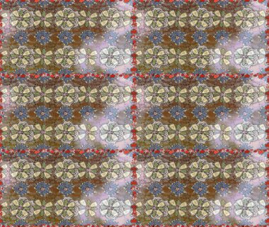 Kahverengi ve nötr renklerde bahar çiçekleri. Çiçekli karalama şeklinde Raster çiçek deseni. Raster illüstrasyonu.