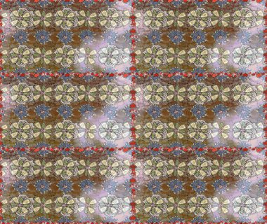 Kahverengi ve nötr renklerde bahar çiçekleri. Çiçekli karalama şeklinde Raster çiçek deseni. Raster illüstrasyonu.