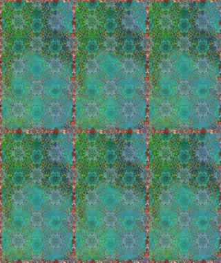 Renkli Bahar Temalı Kusursuz Arkaplan. Raster illüstrasyonunda kusursuz çiçek deseni. Düz Çiçek Elementleri Tasarımı. Yeşil renkte çiçekler.