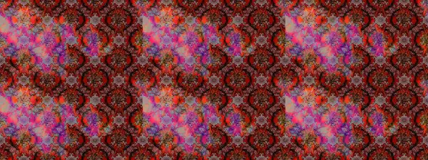 Raster Çiçek İllüstrasyonu 'nun şirin tekstili. Kahverengi, kırmızı ve pembe renkte etnik çiçeklerle süslenmiş zarif bir eskiz..