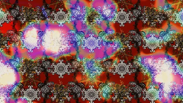 Raster Illustrasyon 'daki Çiçek Deseni' nin son moda çizimi. Düz Çiçek Elementleri Tasarımı. Renkli Yaz Temalı eskiz kalıbı. Kahverengi, gri ve kırmızı renkte çiçekler.