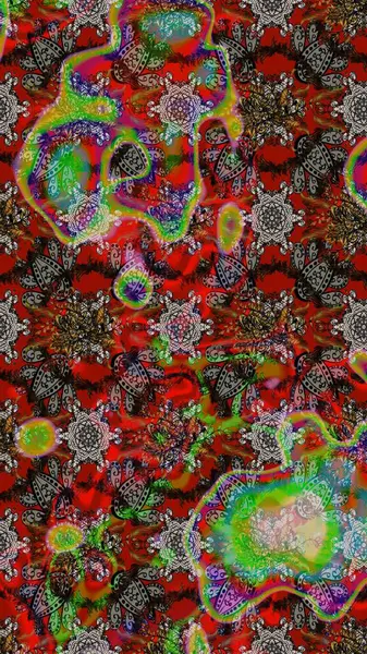 Kahverengi, gri ve kırmızı renkte çiçekler. Renkli Bahar Teması eskiz kalıbı. Raster illüstrasyonundaki çiçek desenli çizim. Düz Çiçek Elementleri Tasarımı.