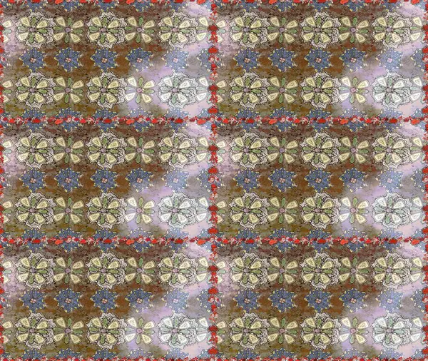 Kahverengi ve nötr renklerde bahar çiçekleri. Çiçekli karalama şeklinde Raster çiçek deseni. Raster illüstrasyonu.