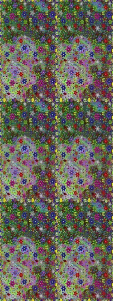 Çiçeksiz desenli, suluboya elle çizilmiş elementler. Parlak renkli fantezi çiçekleri, yapraklar, yeşil ve kahverengi renkli tomurcuklar yeşil ve kahverengi.