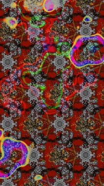 Renkli Bahar Teması eskiz kalıbı. Düz Çiçek Elementleri Tasarımı. Raster illüstrasyonu. Gri, kırmızı ve kahverengi renkte zarif çiçekli suluboya.