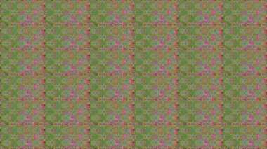 Yeşil ve nötr renklerde parlak çiçekli halı ile kusursuz desen.