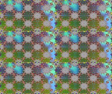 Raster illüstrasyonu. Gri ve yeşil renkli şirin çiçekler. Moda baskısı, albüm, ambalaj kağıdı ve duvar kağıdı için zarif dekoratif süslemeler. Küçük çiçekli basit, pürüzsüz desen..