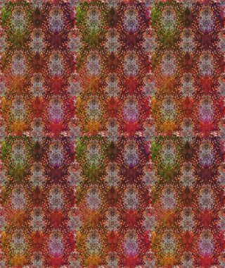 Raster. Kahverengi ve kırmızı renklerde güzel çiçeklerle kusursuz desen, suluboya çiçek deseni, duvar kağıdı, kart veya kumaş için fayanslı.