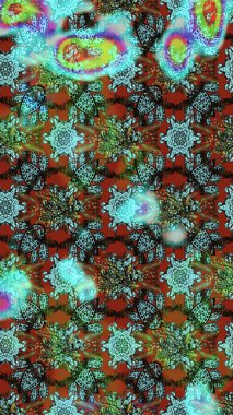 Raster illüstrasyonu. Çiçekli, yapraklı, çiçek desenli eskiz. El çizimi.