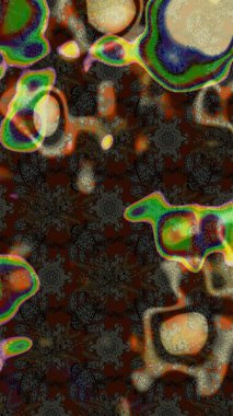 Çiçek tasarımı için inanılmaz bir kolaj cenneti tarzı. Çiçekli zambakların eskiz geçmişi. Parlak çiçekli kolaj çiçekleri kahverengi, gri ve yeşil.