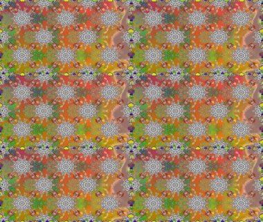 Raster illüstrasyonu. Gri ve kahverengi renklerde. Soyut çiçek desensiz arkaplan. Küçük çiçekteki sevimli çiçek deseni. Raster deseni.