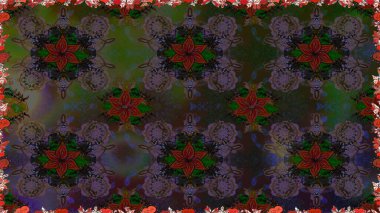 Renkli Bahar Temalı Kusursuz Arkaplan. Raster illüstrasyonu. Şirin çiçek elementleri. Kusursuz desenli, modaya uygun kumaş deseni. Düz Çiçek Elementleri Tasarımı.